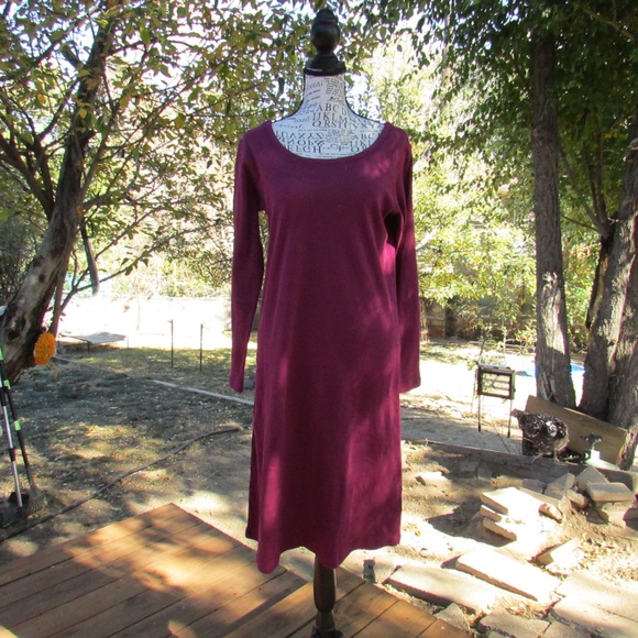 Alexander Del Rossa Rich Burgundy Long Sleeve Dress - Picture 1 of 6